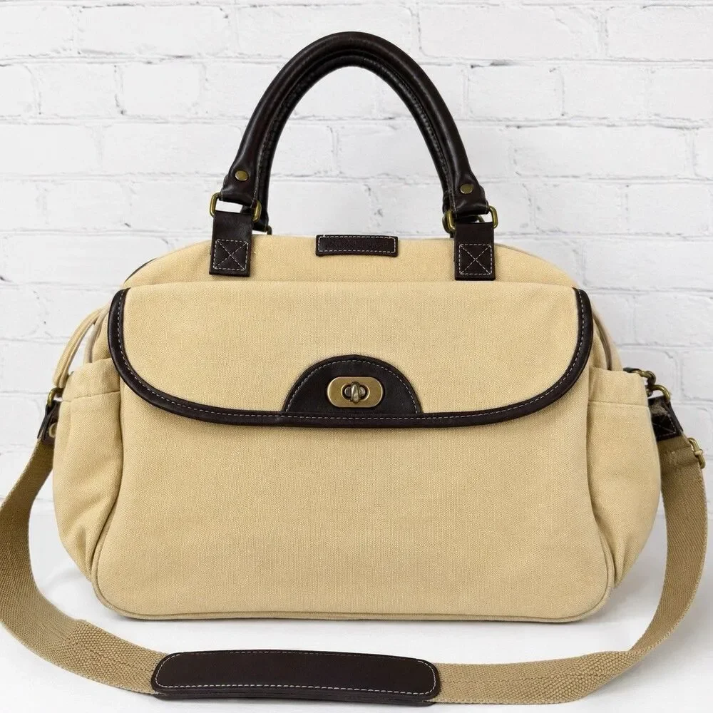 Eddie Bauer Diaper Weekender Travel Bag Canva Leather Changing Pad